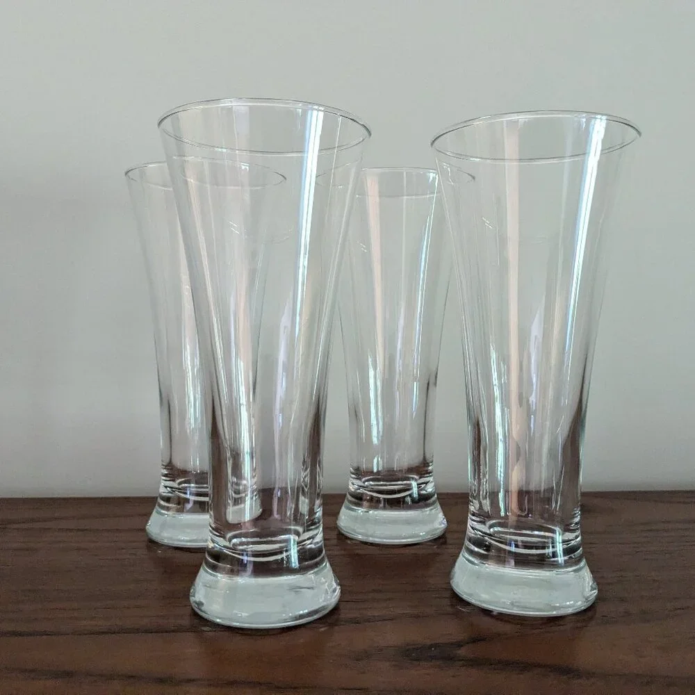 Vintage Set of 4 Pilsner Beer Glasses | Mid-Century Modern Barware